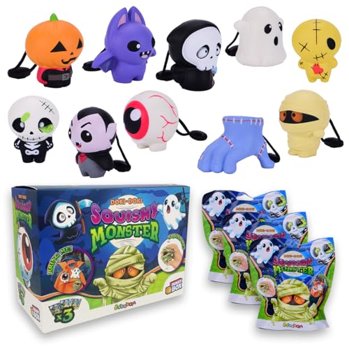 #sbabam Funny Box Doki Doki Squishy Monster, Schlüsselanhänger Squishy Anti-Stress, 3 Stück, langsam aufsteigende Halloween Gadgets - Sie können Vampir, Geist, Mumie und andere Finden von #sbabam