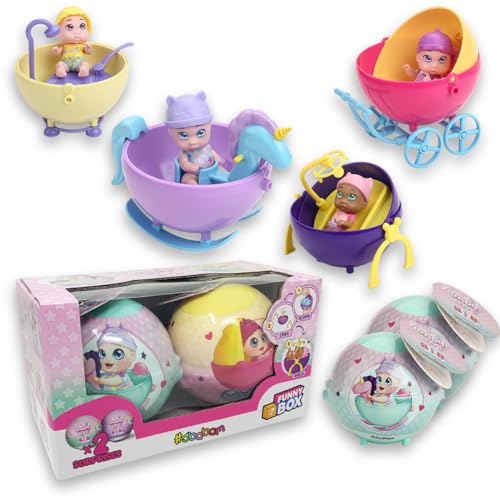 #sbabam Funny Box Baby Love B.I.B., Spielzeug für Kinder zum Zeitungskiosk, Mini-Puppe für Mädchen mit Windel und Mütze, 2 Stück – Spielzeug und Puppen als Geschenk für Mädchen mit verwandelnder Kugel von #sbabam