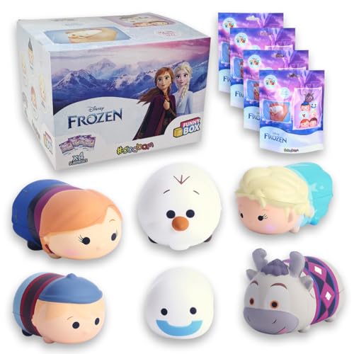 #sbabam Funny Box Disney Frozen Tsum Tsum, Spielzeug für Kinder zum Zeitungskiosk, weiches Spielzeug, 4 Stück mit Frozen Spielen von ELSA, Anna, Olaf und vielen anderen – Disney-Puppen für Kinder von #sbabam