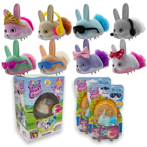 #sbabam Funny Box Happy Tails Bunnies, Hasenspielzeug für Kinder mit Glitzeraugen und weichem Schwanz, 2 Teile, Zubehör und Spur inklusive – Spielzeugtiere für Kinder und Spiele für Kinder von #sbabam