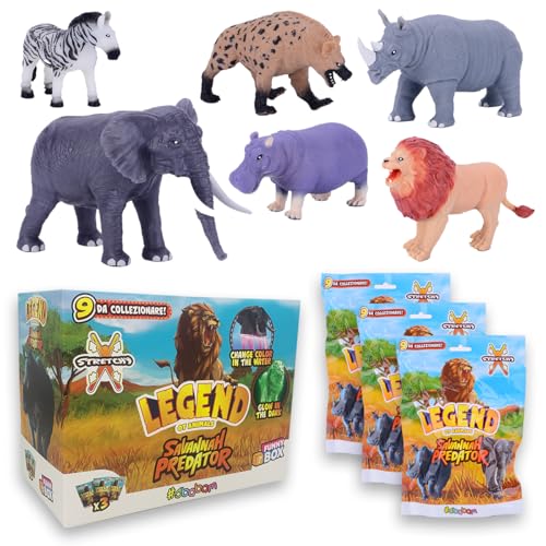 #sbabam Funny Box Legende der Tiere Savannah Predator, Kinderspielzeug Tiere, 3 Stück, Kinder Kiosk Spiele, weiche Stretch Puppets Sie können Löwe, Elefant, Zebra und andere Finden von #sbabam