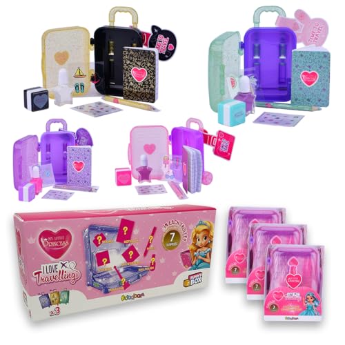 #sbabam Funny Box My Little Princess I Love Travelling, Mini-Prinzessinnen Trolley Spielzeug, 3 Stück, 7 Überraschungen in jedem Fall einschließlich Aufkleber, Stifte, Stempel und mehr von #sbabam