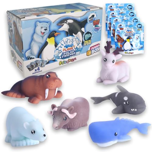 #sbabam Funny Box Polar Friends Jelly Planet, Kiosk Kinderspiele, Kuscheltiere, 4 Stück, Finden Sie Farbwechsler und Glow-in-The-Dark - Baby Geschenk Spielzeug von #sbabam