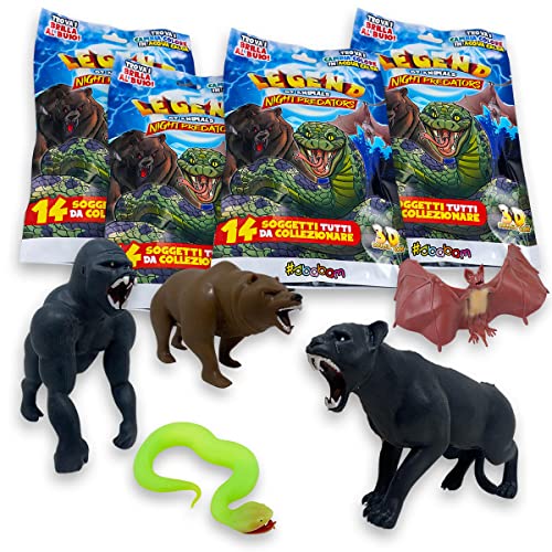 #sbabam Legends of Animal, Night Predators, Spielzeug ab 3 Jahre für Kinder, Gummispielzeuge mit Tieren wie Schlange und Löwe, 4er-Pack, Baby Geschenk Tiere Figuren von #sbabam