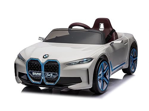 Kinder Elektroauto BMW i4, Vier Motoren+LED+Audio+FB Weiss von schnaeppchenmeile-online