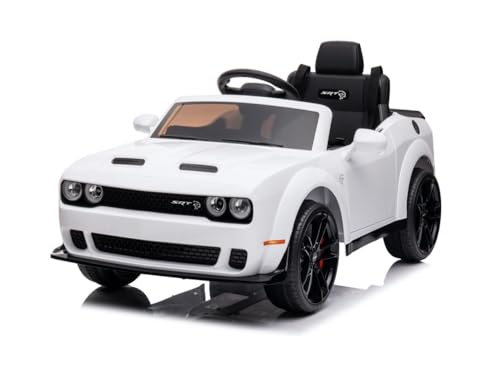 Kinder Elektroauto Dodge Challenger SRT, 2 Motoren+Sound+FB+LED Weiss von schnaeppchenmeile-online