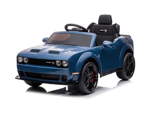 Kinder Elektroauto Dodge Challenger SRT, 2 Motoren+Sound+FB+LED blau von schnaeppchenmeile-online