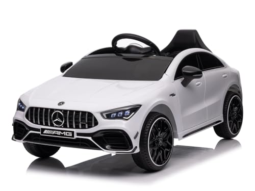 Kinder Elektroauto Mercedes CLA 45s AMG, Motoren+LED+Audio+Eva+FB Weiss von schnaeppchenmeile-online