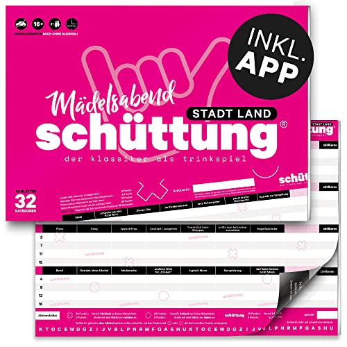 schüttung Stadt, Land, Fluss Mädelsabend - Lustiges Saufspiel - Partyspiel mit gratis App - unvergessliches Party Gadget - Geschenk für Erwachsene von schüttung