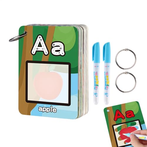 scyca Alphabetmalerei für Kinder, Wasserbücher für Kleinkinder - Entwicklungs-Flash-Kartenspielzeug - Mit 26 Alphabet-Aquarell-Malbüchern für Kleinkinder, Kinder-Zeichenkarten für und Mädchen, von scyca