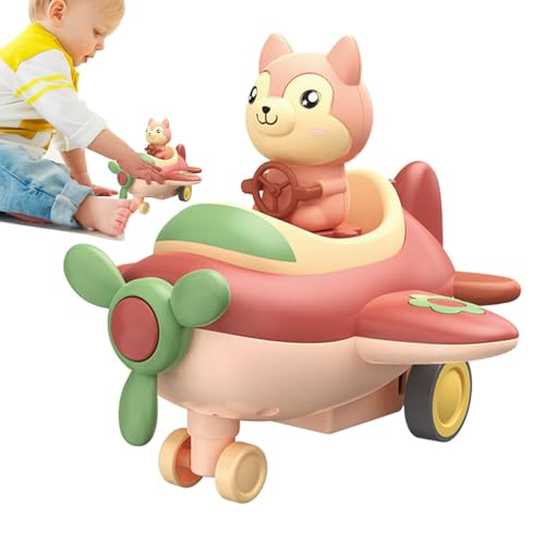 scyca Cartoon-Autospielzeug, Tierauto für Kinder - Feinmotorik-Lernspiele,Süßes Drücken zum Schieben eines Rennwagens durch Eltern-Kind-Interaktion für die Feinmotorik eines Gleitflugzeugs von scyca