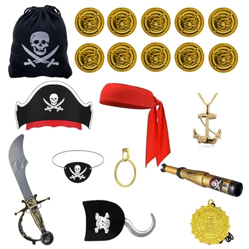 scyca Piraten-Zubehör-Set,Piraten-Kostüm-Zubehör-Set - Piratenzubehör Halloween-Kostüme | Halloween-Piratenkapitän-Cosplay-Kostüm inklusive Stirnband für karibisches Kostüm von scyca