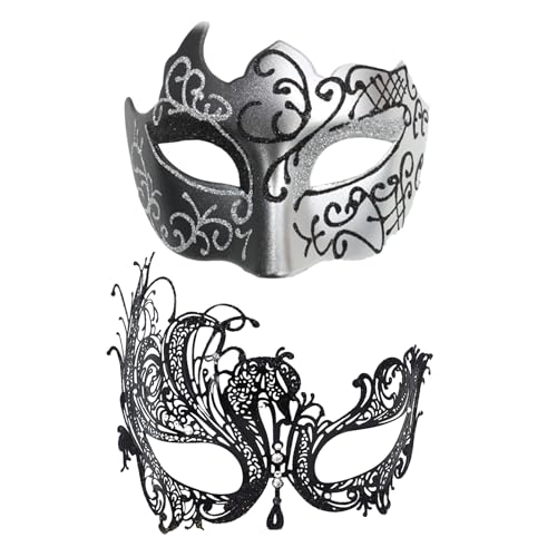 scyca Spitzen-Maskerade-Maske, Maskenkostüm - 2X Retro Gesichtsbedeckung,Glitzerndes Kostüm-Masken-Set, Urlaubszubehör für Bühnenauftritte von scyca