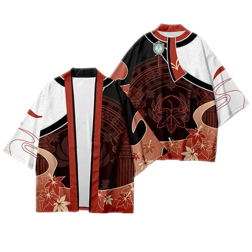 Game Genshin Impact Cosplay Kaedehara Kazuha Haori, 2022 3D-Druck Kimono Umhang für Genshin Impact Fans, Rot, L von sdfsdfsd