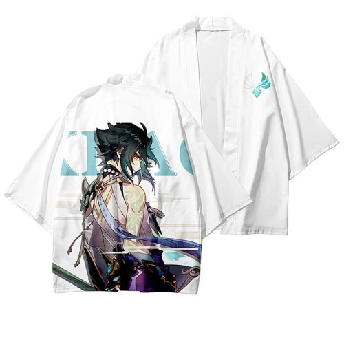 Game Genshin Impact Cosplay Xiao Haori Kimono, 2022 3D-Druck, weißer Umhang für Genshin Impact Fans, Weiß-2, XXL von sdfsdfsd