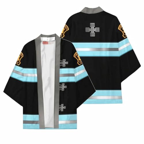 sdfsdfsd Anime Fire Force Cosplay Shinra Kusakabe Haori Kimono, Unisex, 3D-Druck, Umhang für Manga-Fans von sdfsdfsd