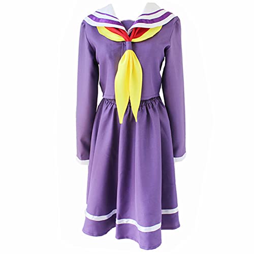 sdfsdfsd Anime No Game No Life Cosplay Shiro Uniform, JK Sailor School Skirt Anzug für Shiro Fans Cosplay, Lila, XL von sdfsdfsd