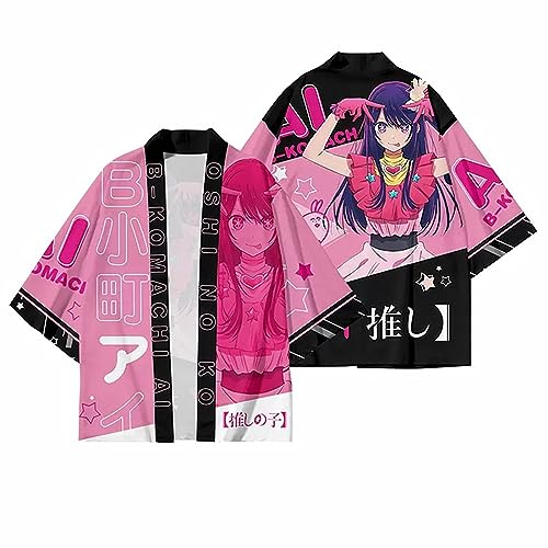 sdfsdfsd Anime OSHI NO KO Cosplay Hoshino Ai Haori Kimono,Lässiger 3D-Digitaldruck-Umhang Für Manga-Fans Geschenke von sdfsdfsd