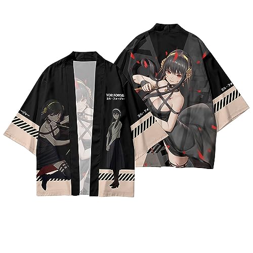 sdfsdfsd Anime SPY×FAMILY Cosplay Yor Forger Haori Kimono,3D Druckumhang Für Manga Thorn Princess Fans Geschenke von sdfsdfsd