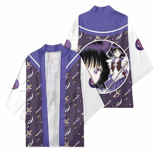 sdfsdfsd Anime Sailor Moon 3D-Druck, Haori-Kimono, Unisex, lässiger Umhang für Manga, Tomoe, Hotaru-Fans, Cosplay-Geschenke von sdfsdfsd