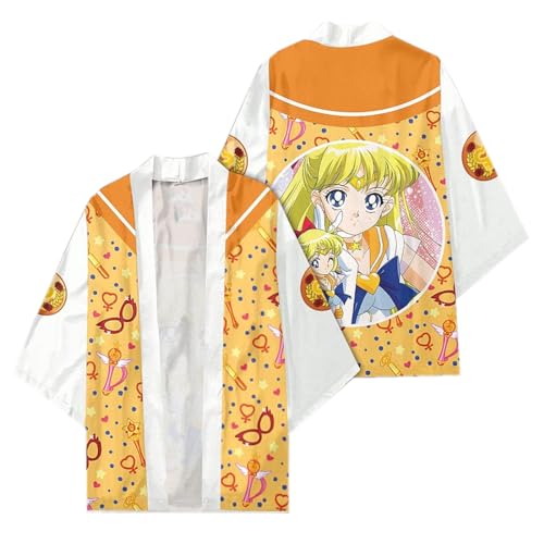 sdfsdfsd Anime Sailor Moon 3D-Druck, Haori-Kimono, Unisex, lässiger Umhang für Manga, Tsukino, Usagi-Fans, Cosplay-Geschenke von sdfsdfsd