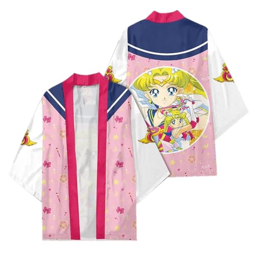 sdfsdfsd Anime Sailor Moon 3D-Druck, Haori-Kimono, Unisex, lässiger Umhang für Manga, Tsukino, Usagi-Fans, Cosplay-Geschenke von sdfsdfsd