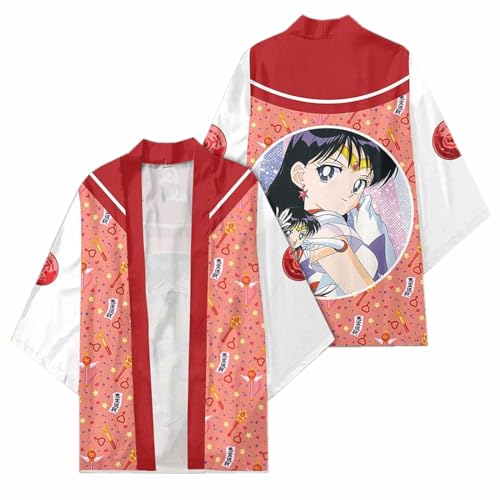 sdfsdfsd Anime Sailor Moon 3D-Druck, Haori-Kimono, Unisex, lässiger Umhang für Manga, hübsche Soldaten-Fans, Cosplay-Geschenke von sdfsdfsd