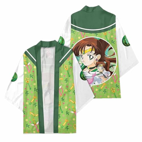 sdfsdfsd Anime Sailor Moon 3D-Druck, Haori-Kimono, Unisex, lässiger Umhang für Manga, hübsche Soldaten-Fans, Cosplay-Geschenke von sdfsdfsd