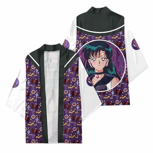 sdfsdfsd Anime Sailor Moon 3D-Druck, Haori-Kimono, Unisex, lässiger Umhang für Manga, hübsche Soldaten-Fans, Cosplay-Geschenke von sdfsdfsd