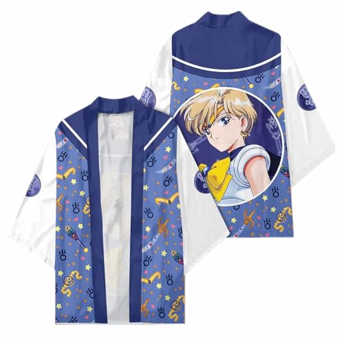 sdfsdfsd Anime Sailor Moon 3D-Druck Haori Kimono, Unisex, lässiger Umhang für Manga Tenoh Haruka Fans Cosplay Geschenke von sdfsdfsd