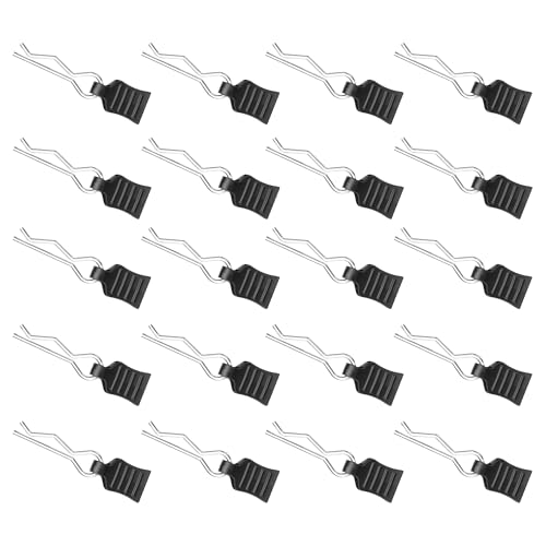 sdhiiolp 20 Stücke RC Karosserie Clips Deerc Ersatzteile mit Aufreißlaschen RC Car Clips RC Körper Shell Pin Bent Springy R Pins 1/10 1/12 1/16 Karosserieklammern Deerc Esatzteile Schwarz von sdhiiolp