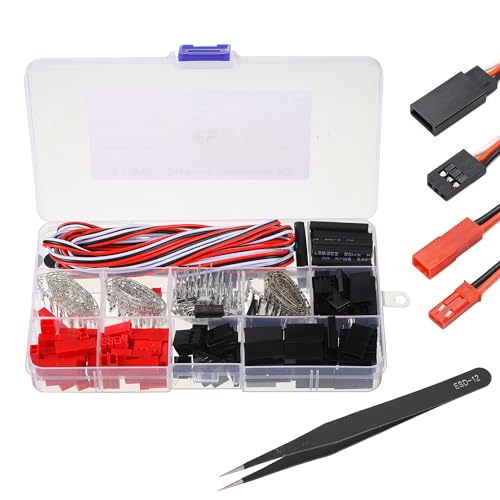 sdhiiolp 400pcs Servo Stecker Set, RC Buchse Verbinder Crimp Pin Kabel Kit Kompatibel JST SYP Futaba Servo Anschluss Kit, Servo Draht Verlängerungskabel für Auto Hitec Spektrum RC Modell Flugzeuge von sdhiiolp