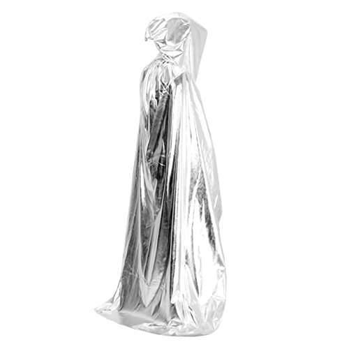 semen Damen Herren Halloween Umhang Satin Karneval Fasching Kostüm Cape mit Kapuze (Silbrig) von semen