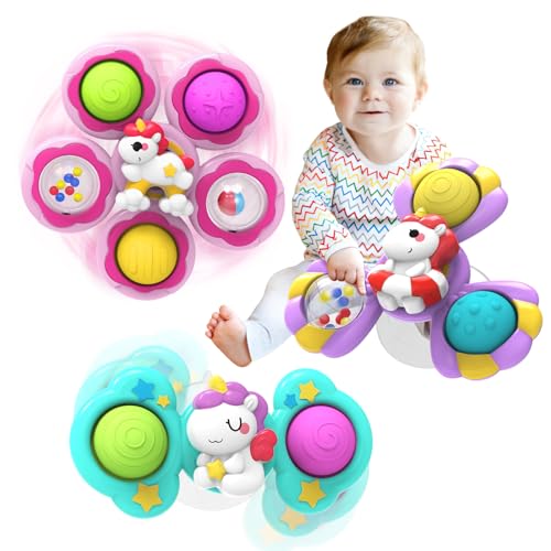 seveclotree 3 IN 1 Baby Spielzeug Saugnapf Spielzeug Baby,Mädchen Spielzeug 1 2 3 Jahr,Tischspielzeug Baby Saugnapf,Reisespielzeug von seveclotree