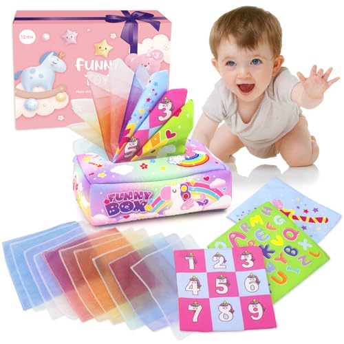 seveclotree Baby Spielzeug 6 Monates,Tissue Box Baby,Montessori Spielzeug ab 6-12 Monates,Sensorik Bauchlage Spielzeug,Junge Mädchen Kinder Lernspielzeug Geschenk von seveclotree