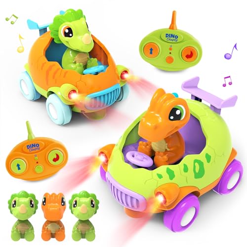 seveclotree Ferngesteuertes Auto ab 2 3 4 5 6 Jahre,Spielzeug ab 2 3 4 Jahre Mädchen Junge,Dinosaurier Spielzeug RC Auto mit Musik Lichtern,Kinderspielzeug Geschenk von seveclotree