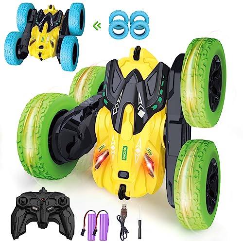 seveclotree Ferngesteuerte Auto für Kinder,4WD 2.4 Ghz Doppelseitiges RC Stunt Auto 360° Flip Autos,Outdoor Spielzeug Kinder Spielzeug ab 6 7 8 9 10 Jahre Junge Mädchen Geschenk von seveclotree