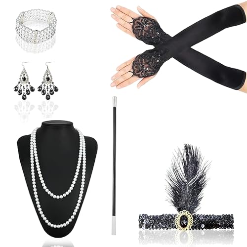 shallyong 20er Jahre Accessoires 6 Stück, Faschingskostüme, 1920er Accessoires Damen, Great Gatsby Accessoires Damen für Karneval, 1920er Maskenball (20er Jahre) von shallyong