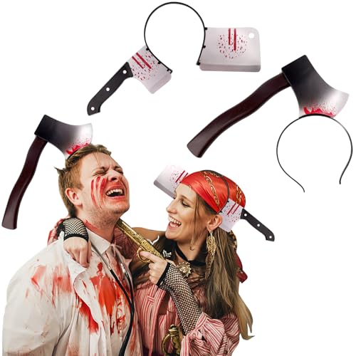 shallyong Halloween Horror Haarreif, Halloween Messer Im Kopf, Blutig Axt Im Kopf, Horror Kostüm, Halloween Kostüm Damen Gruselig, für Halloween Party, Masquerade, Cosplay von shallyong