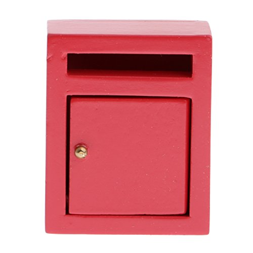 sharprepublic Miniatur Holz außerhalb Briefkasten Postbox Mailbox für 1/12 Puppenhaus Dekoration Spielzeug - Rot von sharprepublic