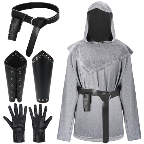 shengo Mittelalterlicher Ritter Kostüm für Erwachsene, Renaissance Schwarzer Ritter Fancy Dress Kostüm Outfit, Halloween Weihnachten Karneval Party Kostüme von shengo