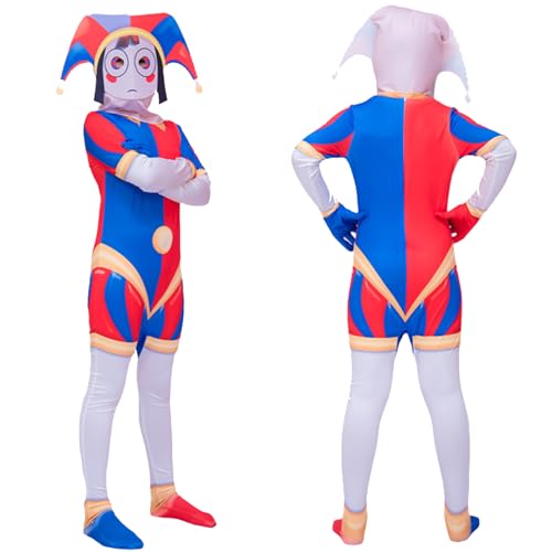 shengo Amazing Digital Circus Costume, Kinder Clown Kostüm Kinder Clown Jumpsuit, Halloween Karneval World Book Day Clown Fancy Dress Kostüm für Jungen Mädchen von shengo