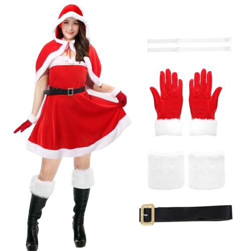 shengo Frauen Weihnachtsmann Kostüm, Frau Weihnachtsmann Outfit Weihnachten Fancy Dress Xmas Kostüm für Frauen von shengo