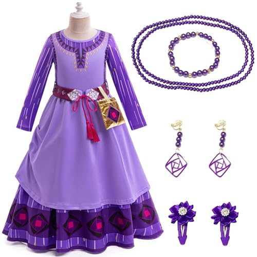 shengo Mädchen wünschen Wish Asha Kostüm Kind Prinzessin Kleid Coplay Outfit Dress Up (lila, 120CM) von shengo