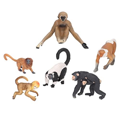 Kleine Affenfiguren, Realistische Tierfiguren, 6-teiliges Affen-Spielset, Sicher, Einfaches Styling, Simulation, Lernspielzeug für Kinder von shenruifa