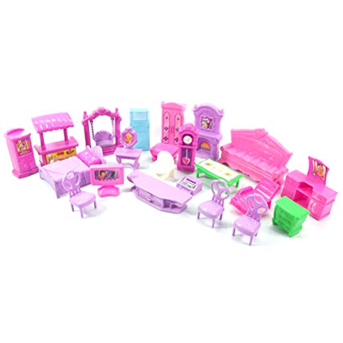 Puppenhaus-Möbel-Zubehör-Set, 22-teiliges Puppenhaus-Spielset, Kunststoffmöbel, Miniaturzimmer, Baby-Kinder, Rollenspiel-Spielzeug, Möbel, Miniaturzimmer, Baby-Kinder, (A) von shenruifa