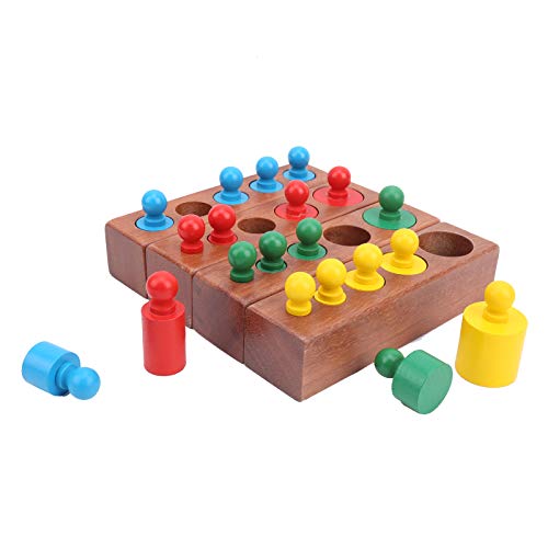 shenruifa Fröhliche Spiele mit Farbigen Steckzylindern, die Es Kindern Ermöglichen, Beim Spielen zu Lernen. Baby-Holzzylinder-Steckschlüsselblock-Set, Frühes Lernspielzeug für von shenruifa