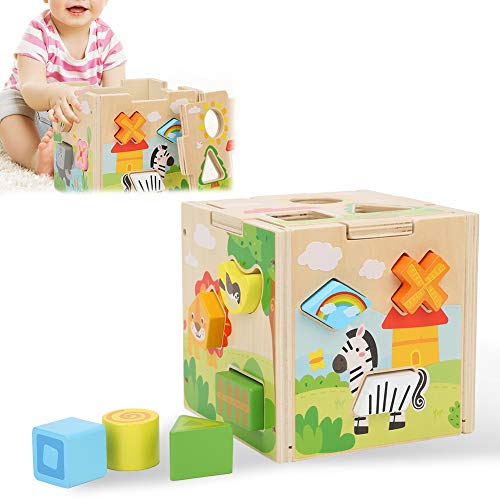 shenruifa Holzformsortierwürfel, Holzform Passende Bausteine ​​Kinder Kind Kleinkind Lernspielzeug (Cartoon-Intelligence-Box) von shenruifa