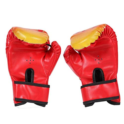 shenruifa Kinder-Boxhandschuhe, 1 Paar Kinder-Boxhandschuhe, Verstellbar, Professionelles Mesh, Atmungsaktiv, PU-Leder, Flammenhandschuhe, Box-Trainingshandschuhe (Rot) von shenruifa