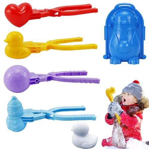 Schneeball-Set, Schneeball-Maker-Spielzeug, Schneeball-Werkzeugformen, Winter-Schneespielzeug Für Kinder Im Freien, Schneemann, Herz, Fußball, Ente, Form Von Schneeball-Clips (5 STÜCK/SATZ) von shenyoukong